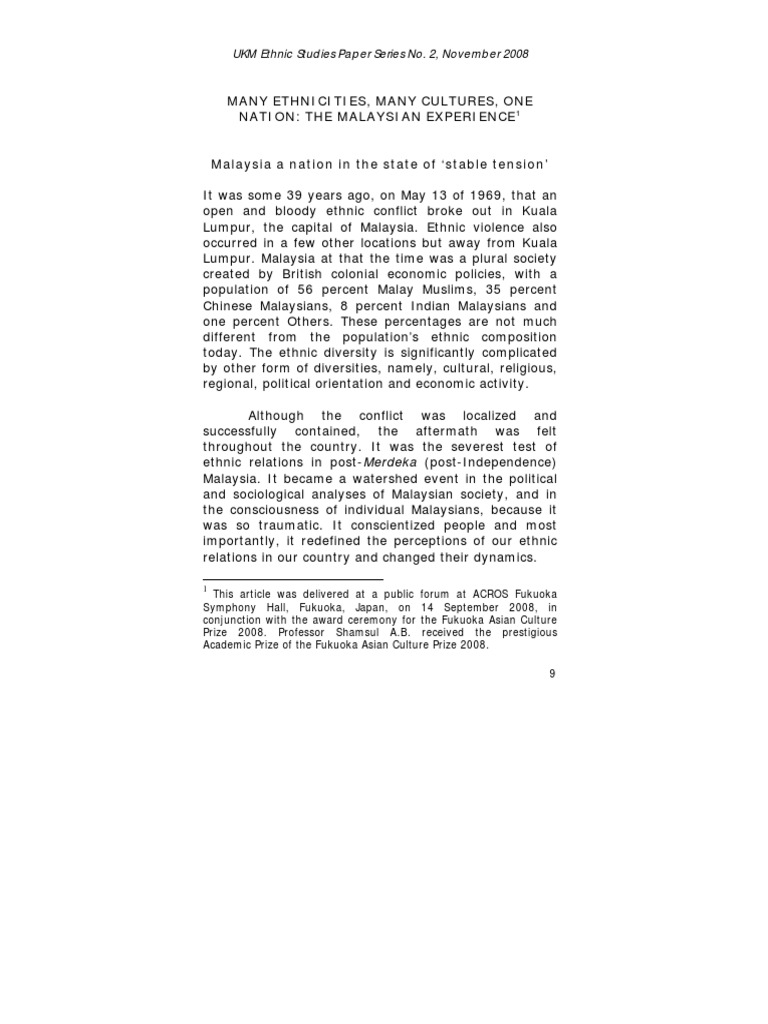 Ethnic Diversity and Unity in Malaysia | PDF | Malaysia | Multiculturalism