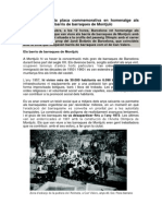 Dossier Sobre La Inauguració de La Placa Monument en Homenatge Als Veïns Dels Barris de Barraques de Montjuïc