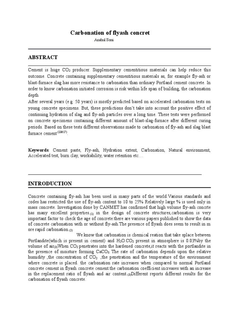 Carbonation Effects in Fly-Ash Concrete | PDF | Fly Ash | Concrete