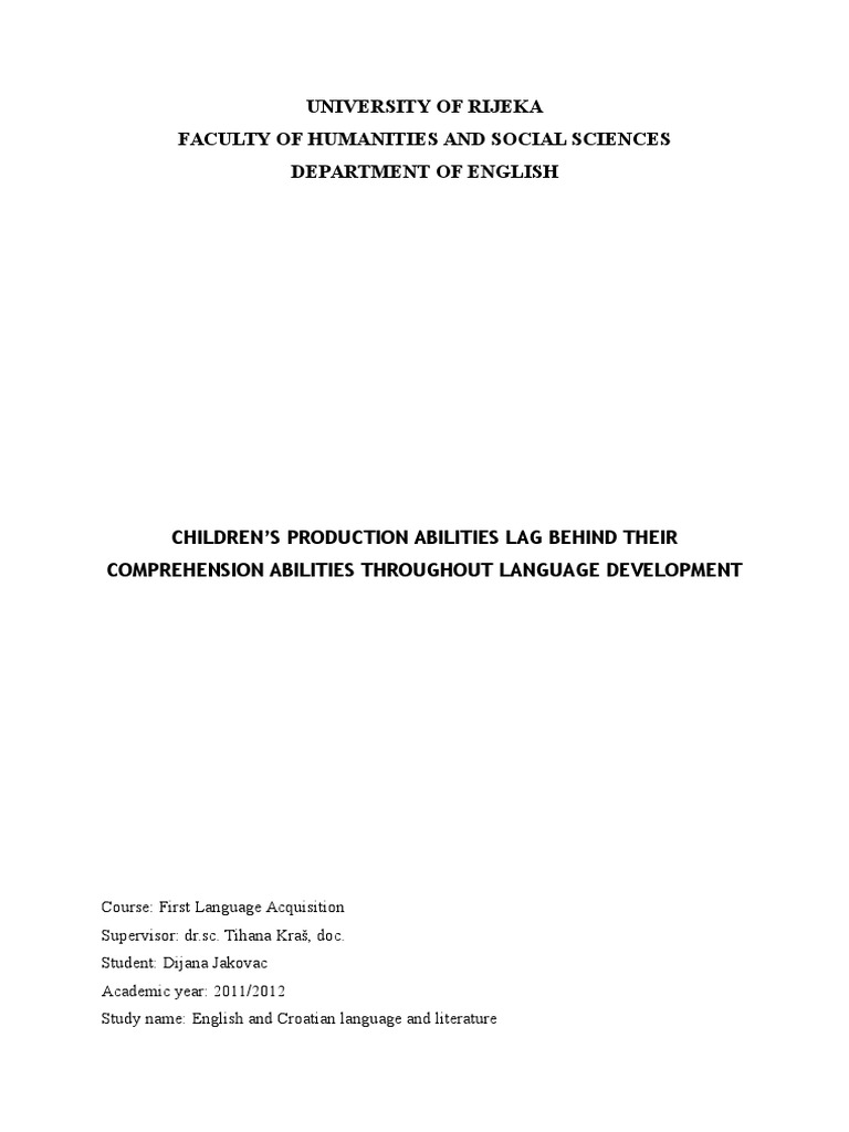 Comprehension vs. Production in Language Development | PDF | Language ...