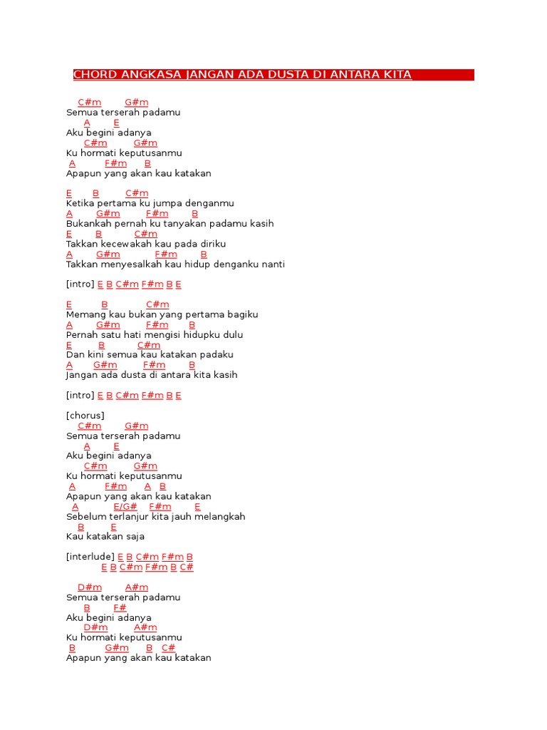 Chord Angkasa Jangan Ada Dusta Di Antara Kita Pdf