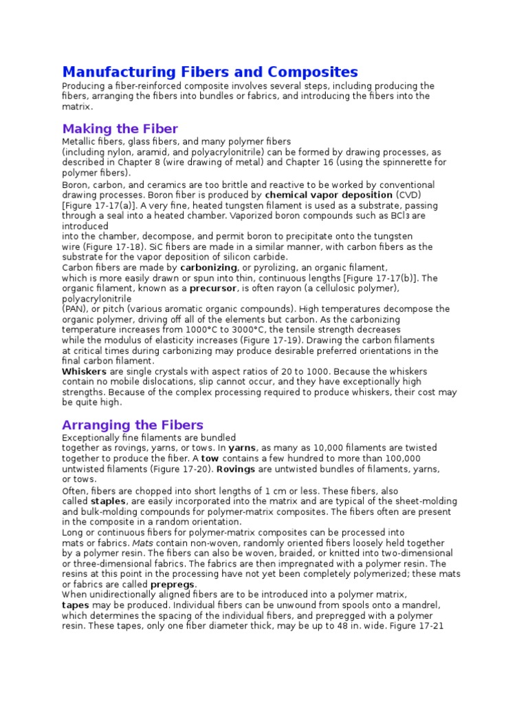Manufacturing Fibers and Composites | PDF | Composite Material | Fiberglass
