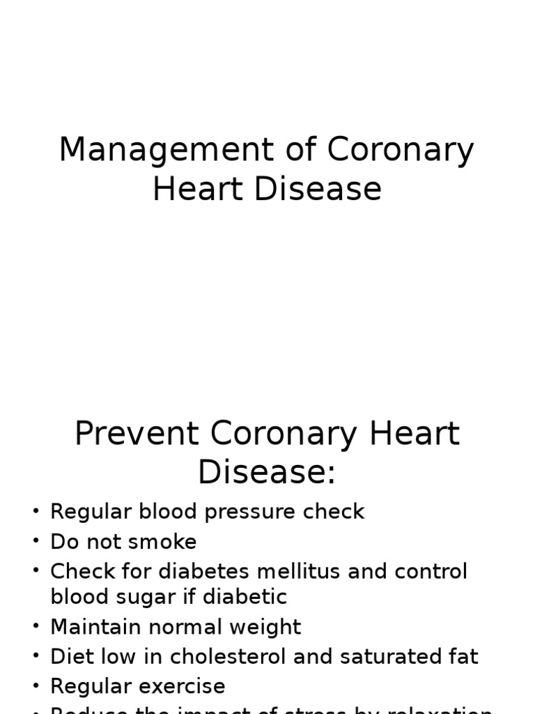 Management of Coronary Heart D | PDF | Coronary Artery Disease | Angina ...