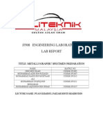 Jj508 Engineering Laboratory 3 Lab Report: Title: Metallographic Specimen Preparation