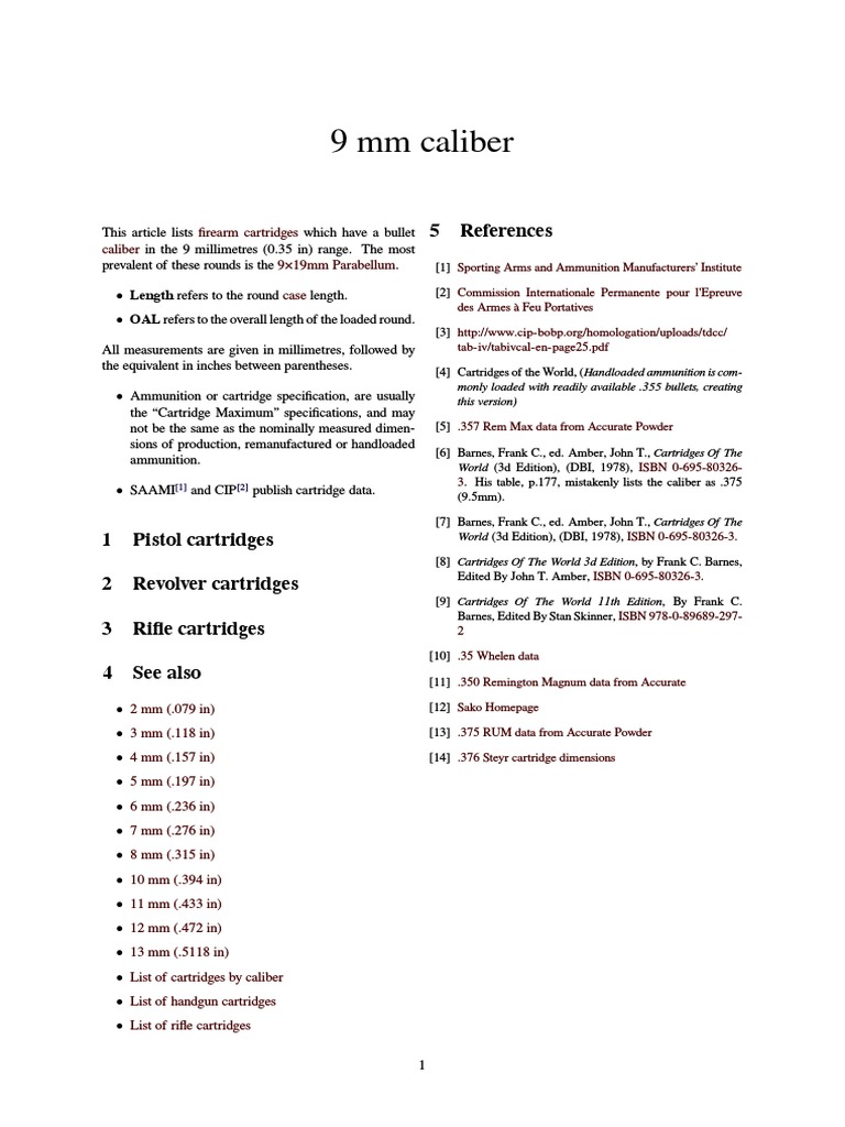 9 MM Caliber: 5 References | PDF | Cartridge (Firearms) | Ammunition