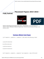Verizon Latest Placement Papers 2015-2016 - Fully Solved