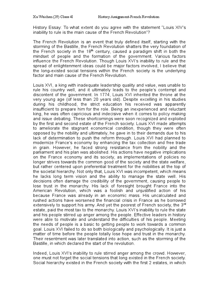 causes of french revolution essay
