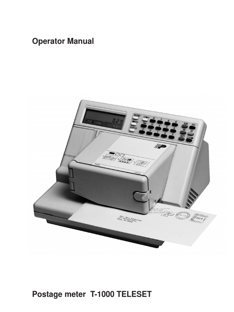 T-1000 TELESET Postage Meter Manual | PDF | Mail | Envelope