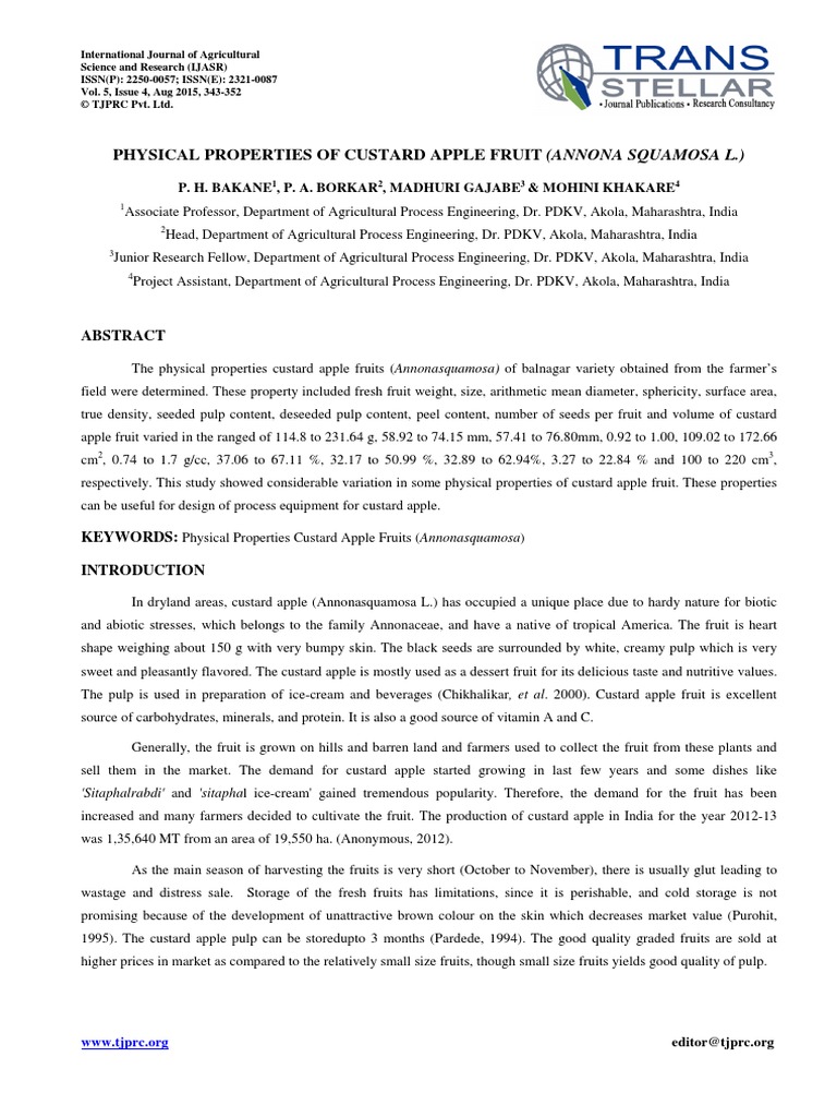 Agri Sci - Ijasr - Physical Properties of Custard | PDF | Apple ...