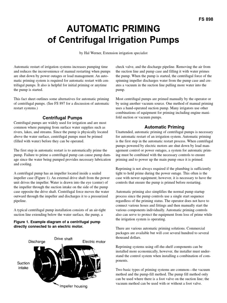 Automatic Priming Of Pump Pdf Pump Valve