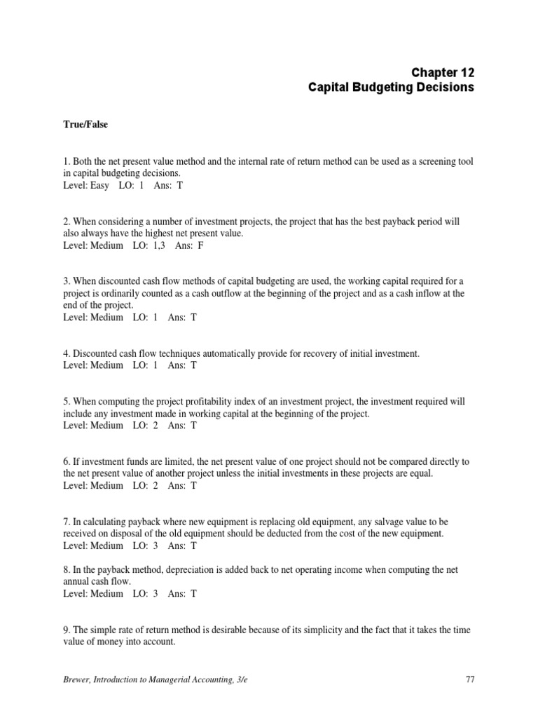 Capital Budgeting Decisions Overview | PDF | Depreciation | Capital ...