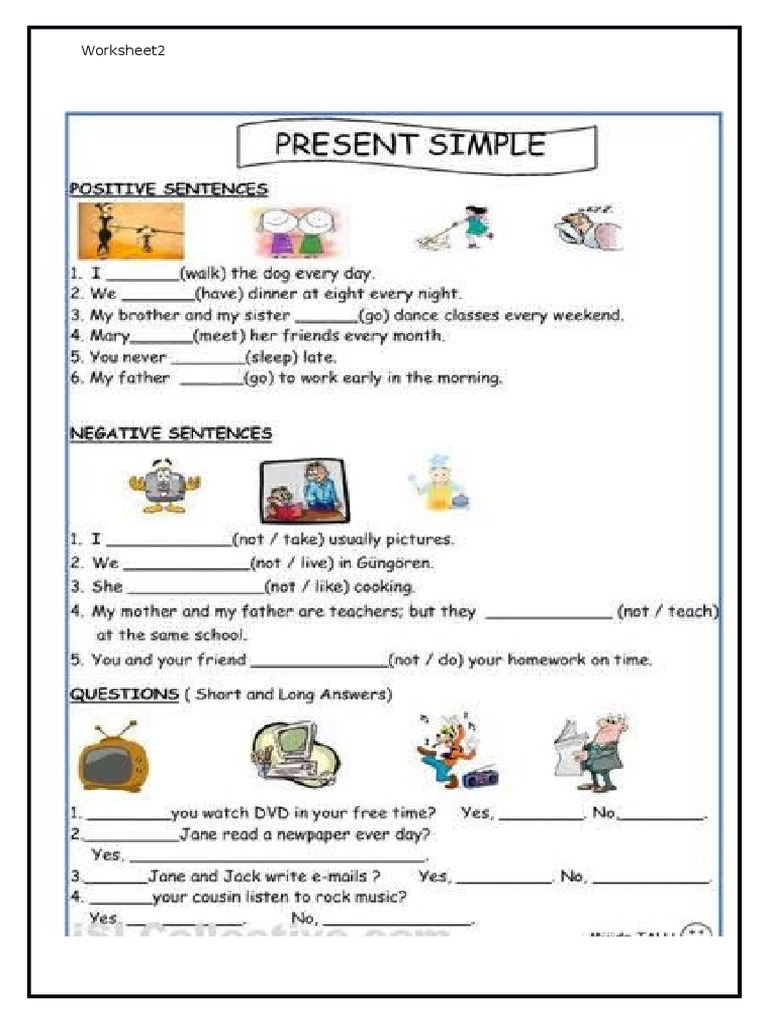 Present Simple Verb Form Worksheet | PDF | Language Arts & Discipline