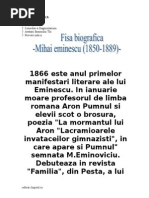 Fisa Biografica Mihai Eminescu