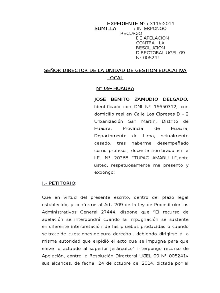 Recurso de Apelacion Administrativo Razón Inferencia