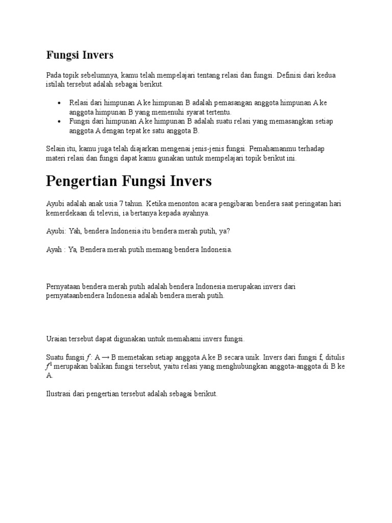 Fungsi Invers