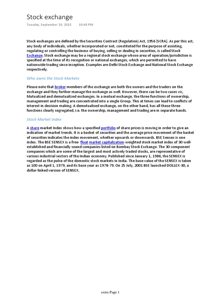Understanding Stock Exchanges and Indices | PDF