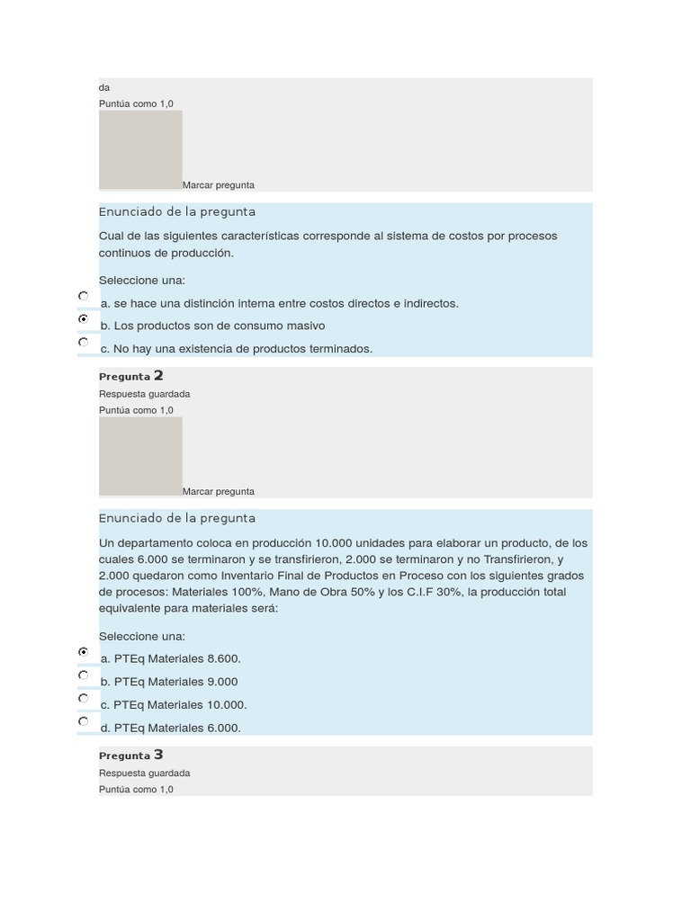 Examen Parcial Semana 4 Costos y Presupuestos | PDF | Inventario ...