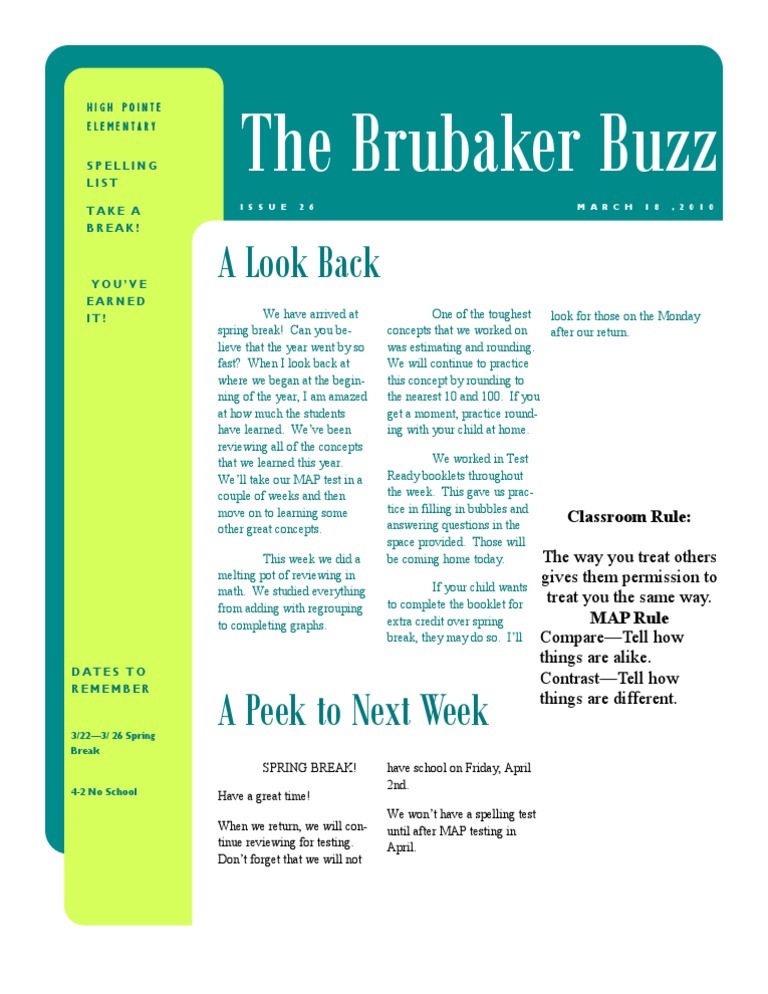 Spring Break Review and Testing Update | PDF | Learning | Behavior ...