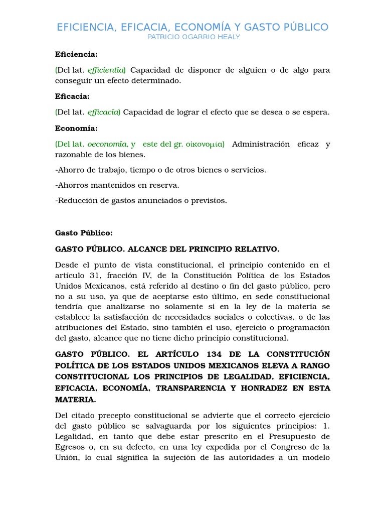 Eficiencia y Eficacia en Gasto Público | PDF | Estado (política ...