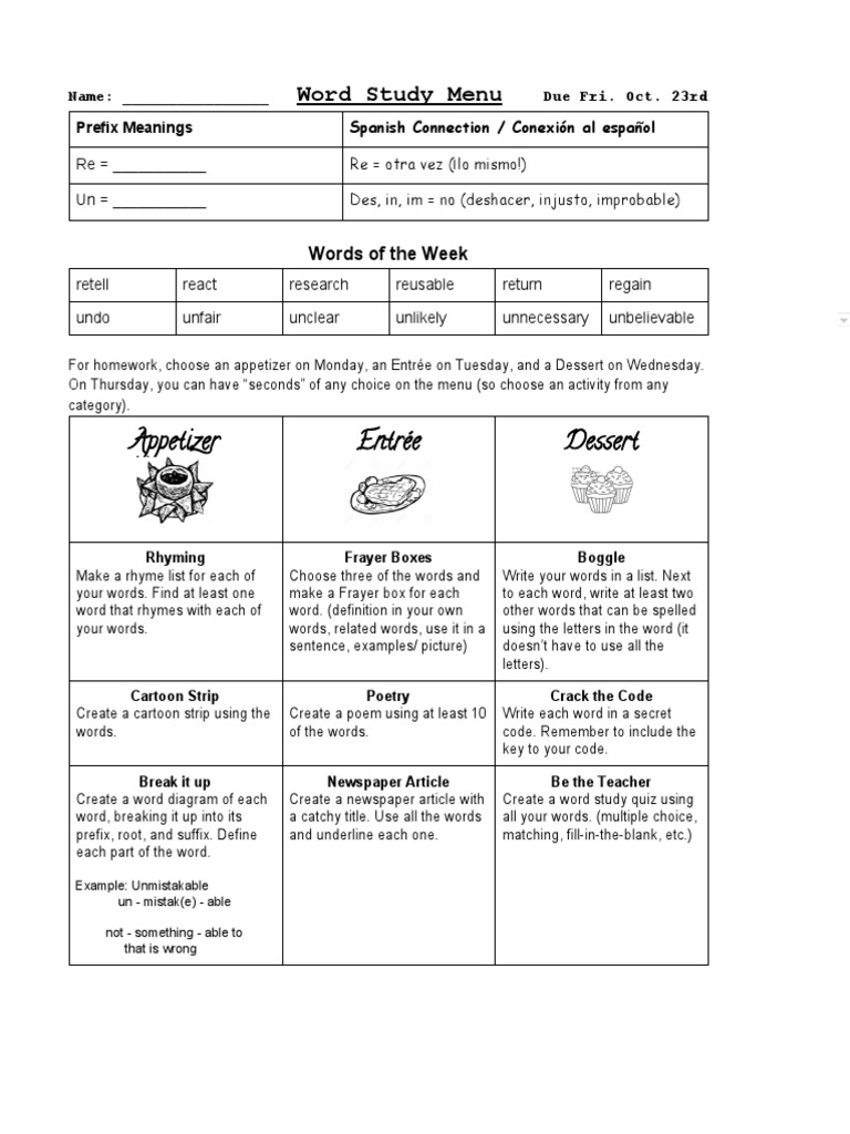 Weekly Word Study Activities | PDF