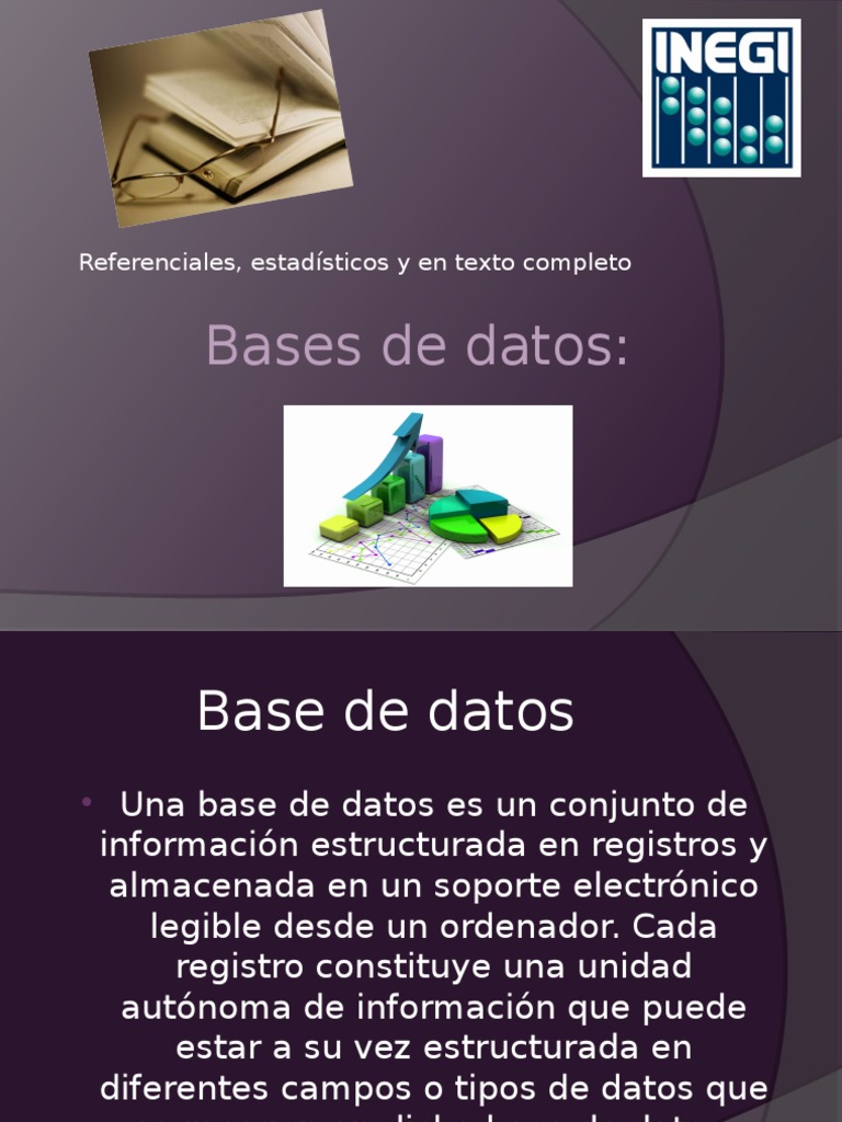 Bases de Datos Referenciales, Estadísticas,Texto Completo