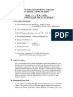 Raritan Valley Community College Academic Course Outline Musc 123 - Voice Class I: Fundamentals of Vocal Technique