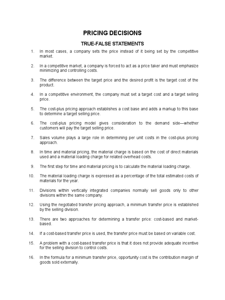 Transfer Pricing PDF Cost Labour Economics