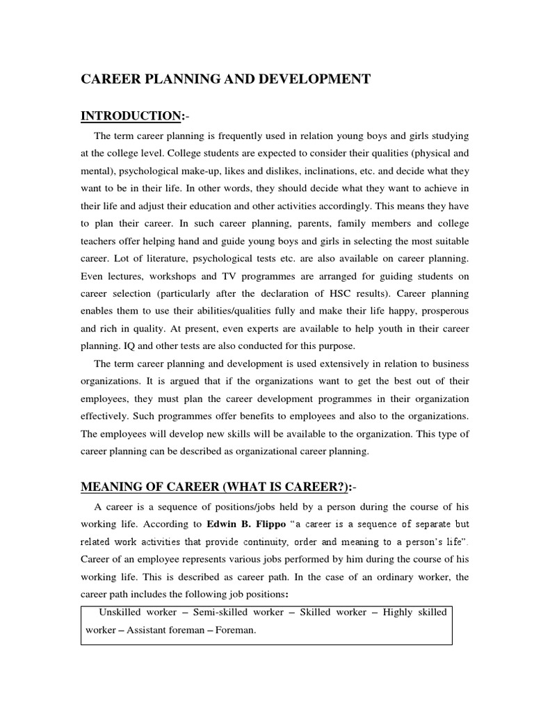 Career Planning and Development Guide | PDF | Human Resources | Employment