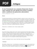 O Jus Postulandi Nos Juizados Especiais Cíveis_ Uma Violação Do Real Direito de Acesso à Justiça Ante a Ausência Do Patrocínio Advocatício _ Artigos JusBrasil