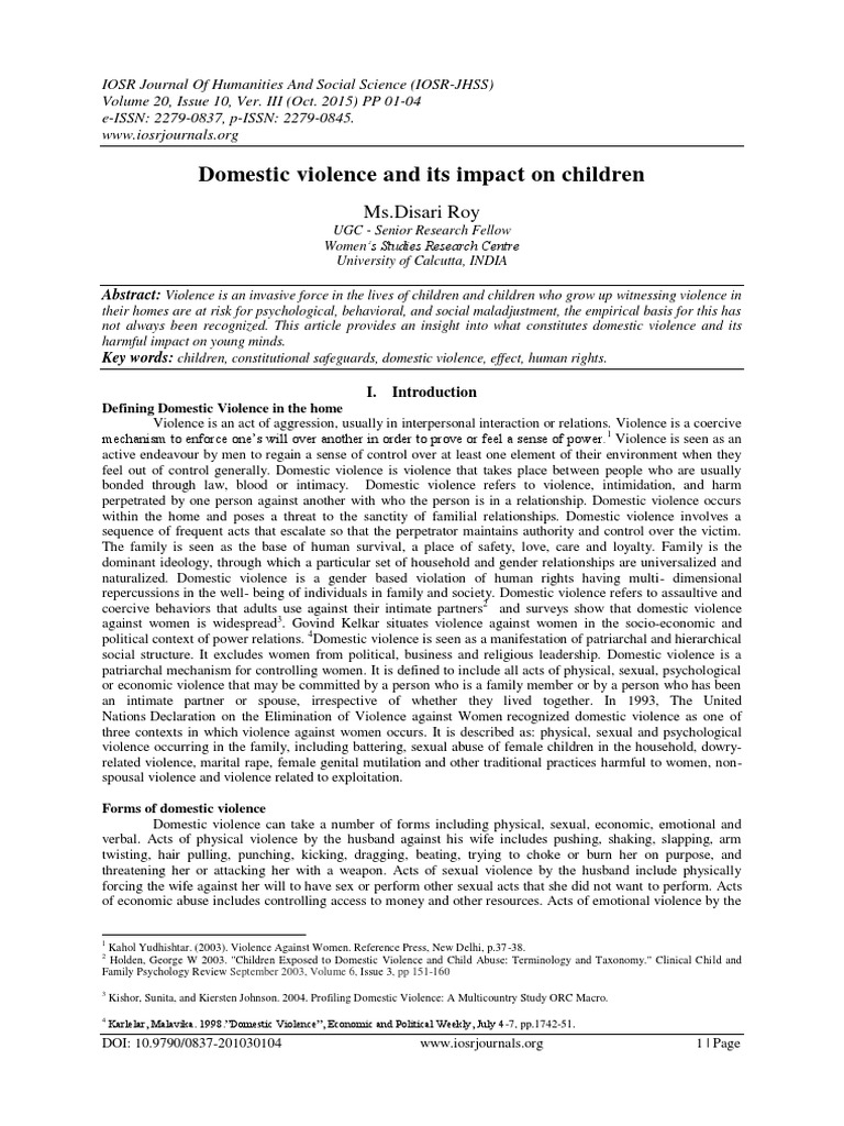 Domestic Violence and Its Impact On Children | Download Free PDF ...