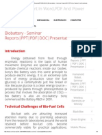 Biobattery - Seminar Reports_PPT_PDF_DOC_Presentation - Seminar Report,PDF,PPT,Doc,Topics,Free Download