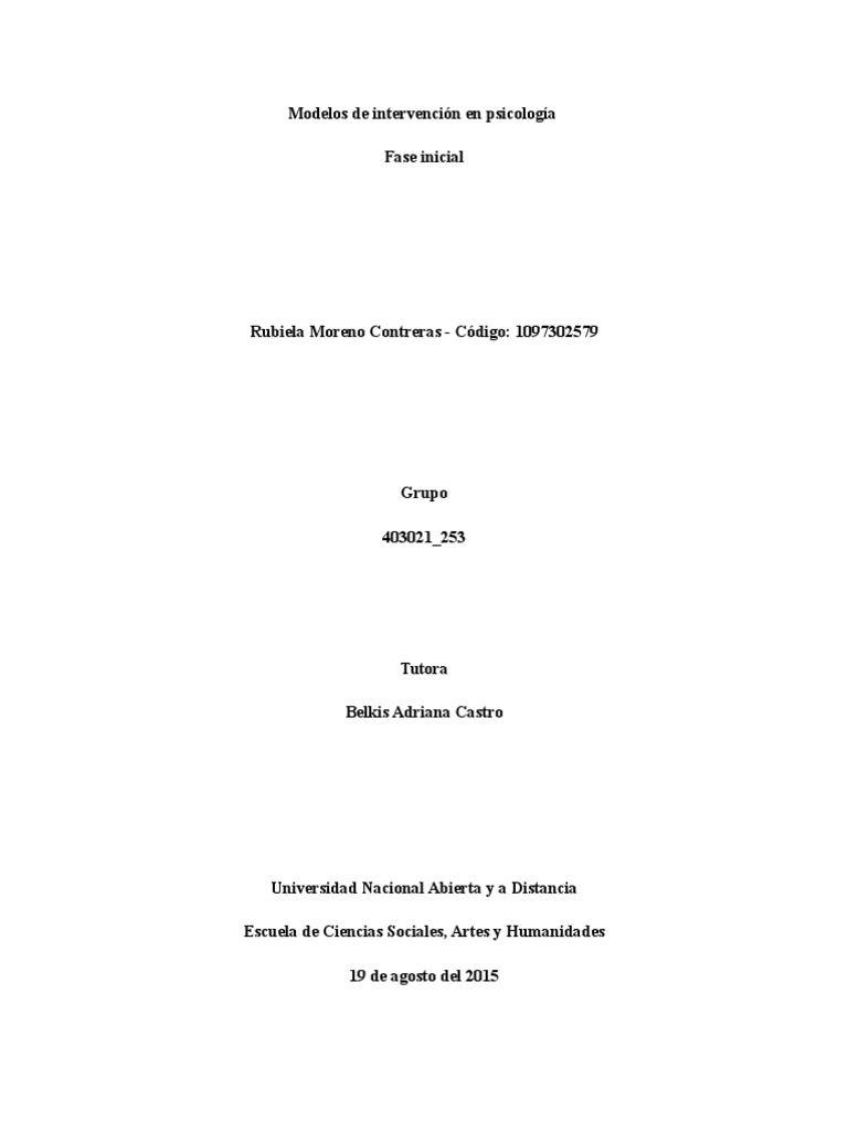 Modelos de Intervención en Psicología | PDF | Comportamiento | Sicología