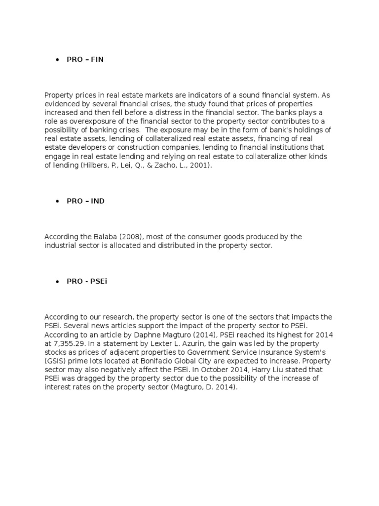 Impact of Property Sector on PSEi | PDF | Finance & Money Management