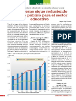 El Gobierno sigue reduciendo el gasto público para el sector educativo