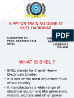 A PPT On Training Done at Bhel Haridwar