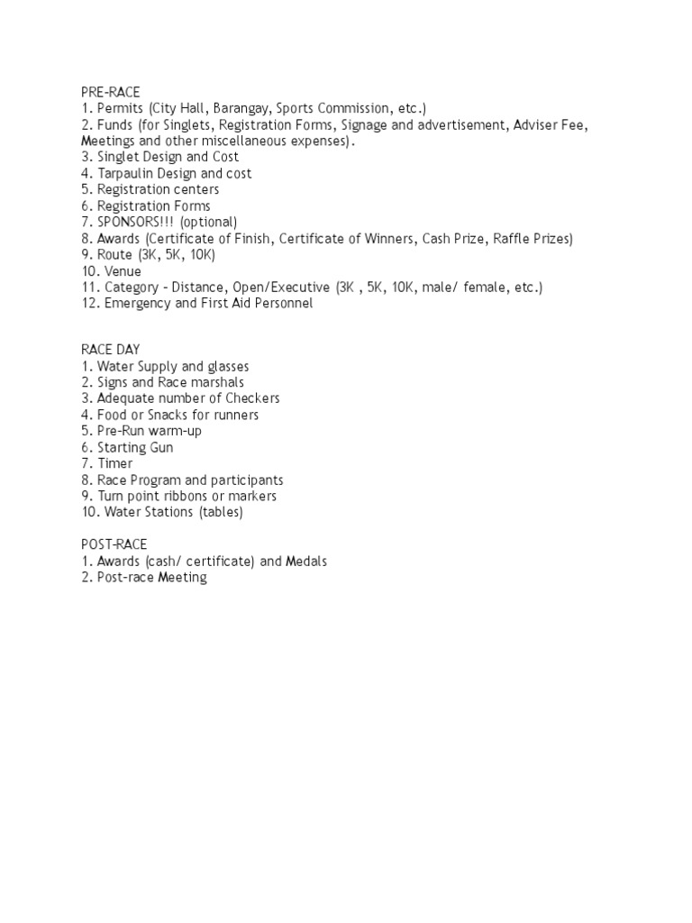 Fun Run Preparation | PDF