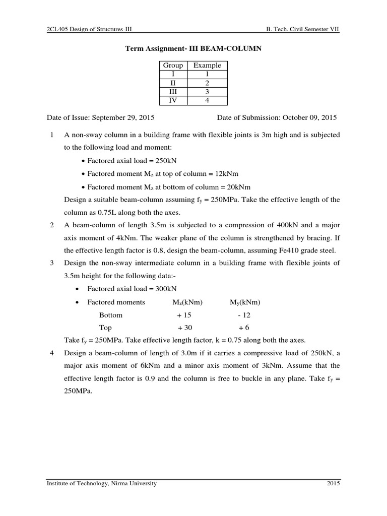 Term Assignment-III BEAM-COLUMN | PDF | Science & Mathematics | Computers