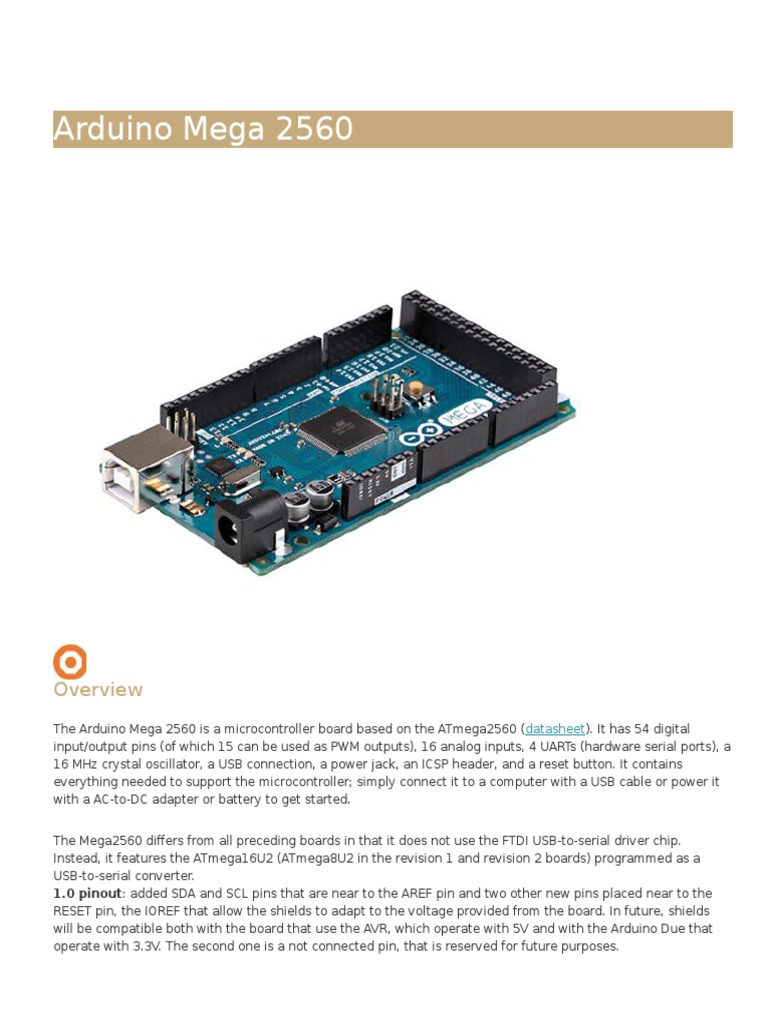 Arduino Mega 2560 | PDF | Arduino | Computer Architecture
