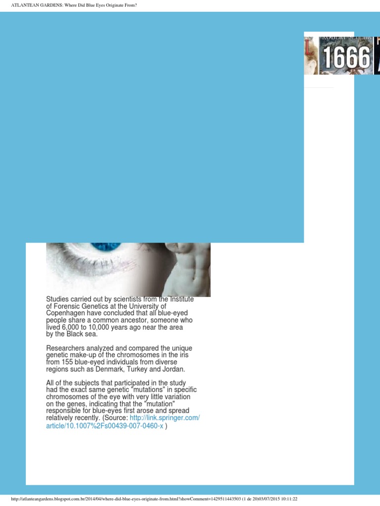 Origins of Blue Eyes Explained | PDF | Eye Color | Archaeology