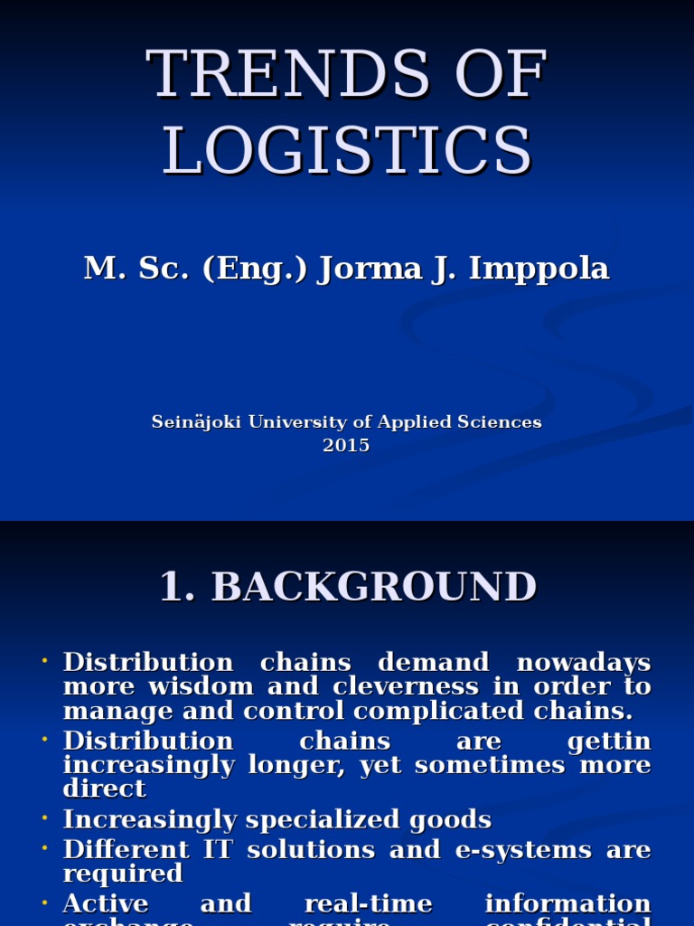 Logistics Trends Pdf Logistics Supply Chain