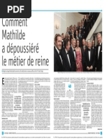 Comment Mathilde a réinventé le métier de reine (La Libre - 15 octobre 2015)