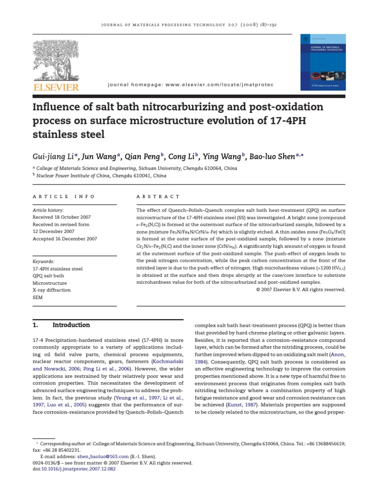 Influence of Salt Bath Nitrocarburizing and Post Oxidation Process on