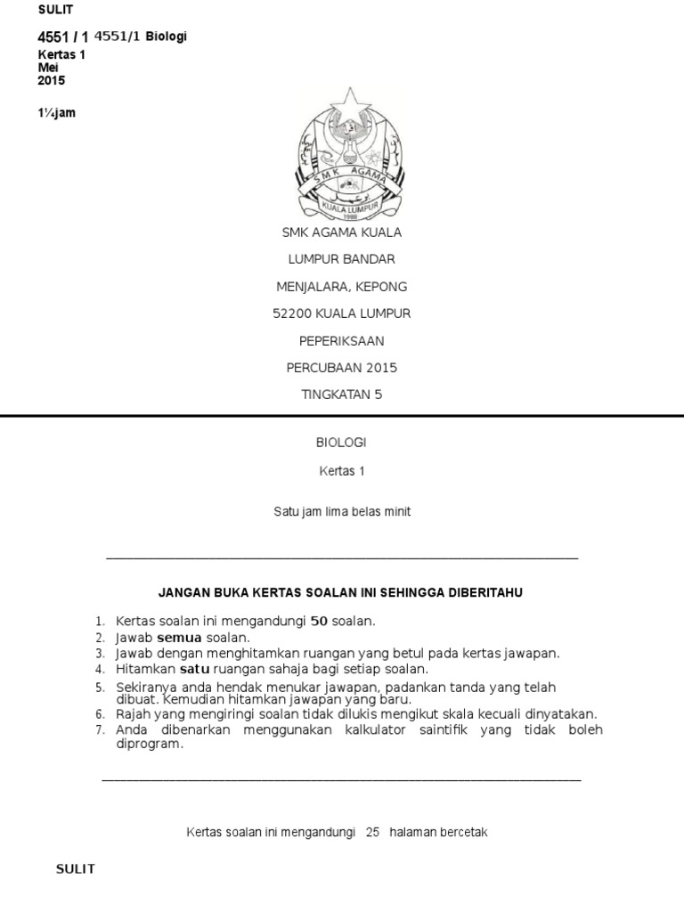 Soalan Biologi Pdf