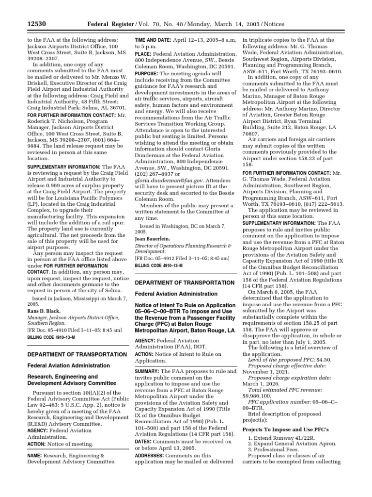 Notice: Aeronautical Land-Use Assurance Waivers: Research, Engineering ...