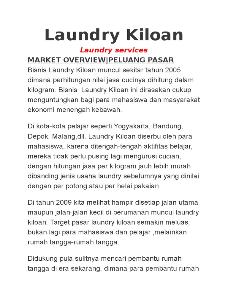 Laundry Kiloan | PDF | Bisnis | Griya & Taman