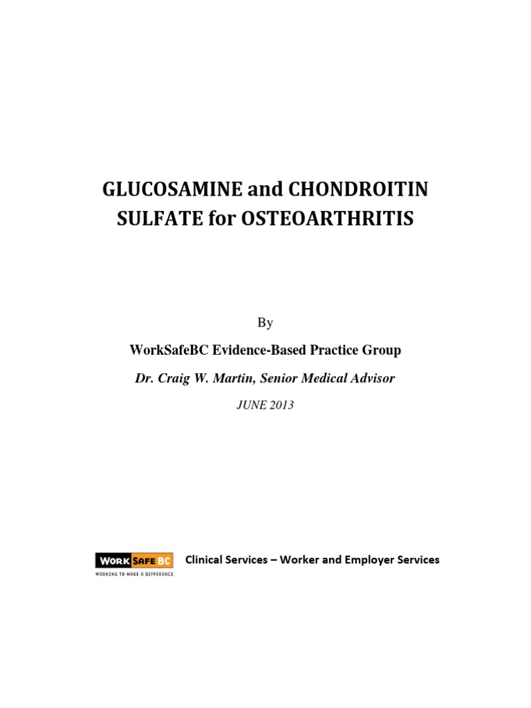 Glucosamine Chon Droit in Sulfate Osteoarthritis PDF Osteoarthritis