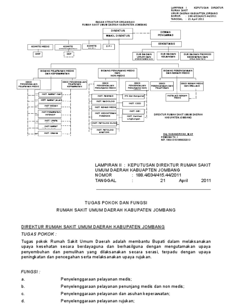 Struktur Organisasi Rumah  Sakit  Secara Umum Berbagi Struktur