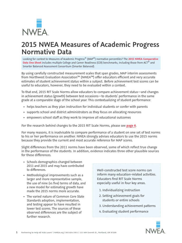2015 Map Normative Data Aug15 PDF Standard Deviation Educational