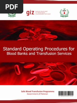 Standard Operating Procedures For Blood Bank Processes In Pakistan Blood Donation Hiv Aids
