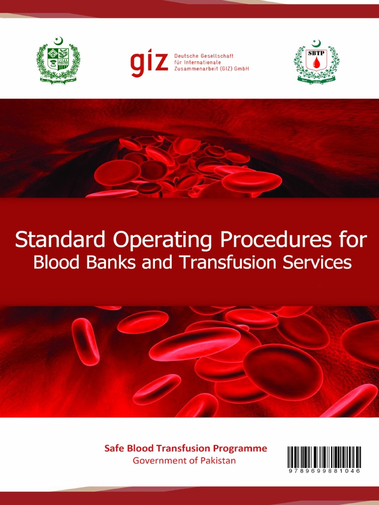 Standard Operating Procedures For Blood Bank Processes in Pakistan | PDF | Blood Donation | Hiv/Aids
